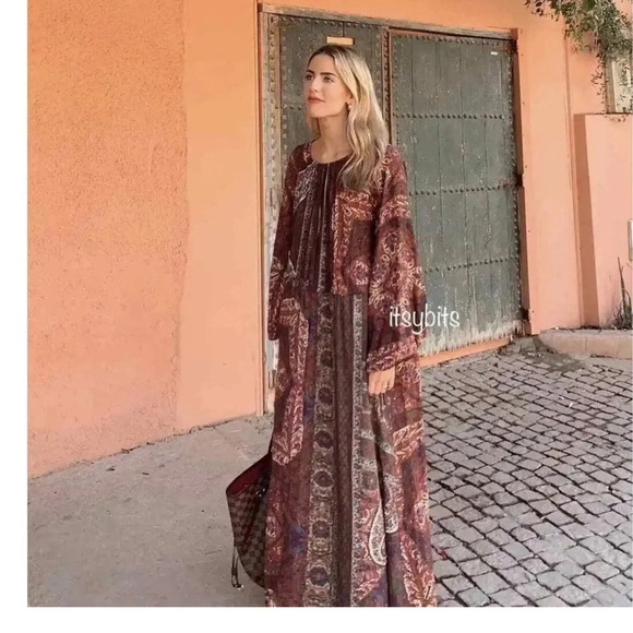 MWT ZARA OVERSIZE PAISLEY PRINTED MIDI LONG DRESS - Picture 7 of 10